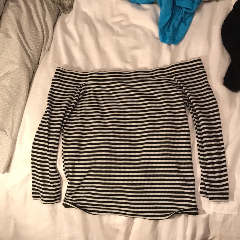 Striped off the shoulder top